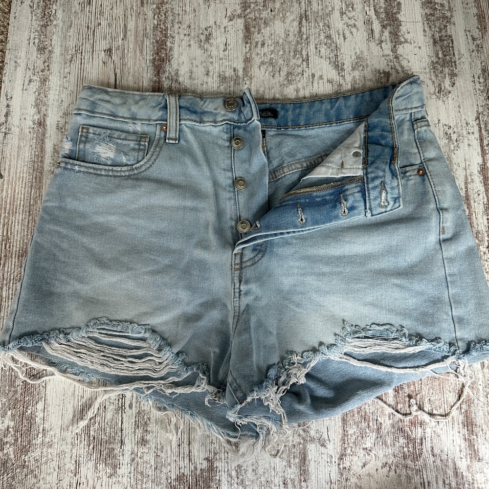 Wild Fable Distressed Jean Shorts with Hidden Buttons